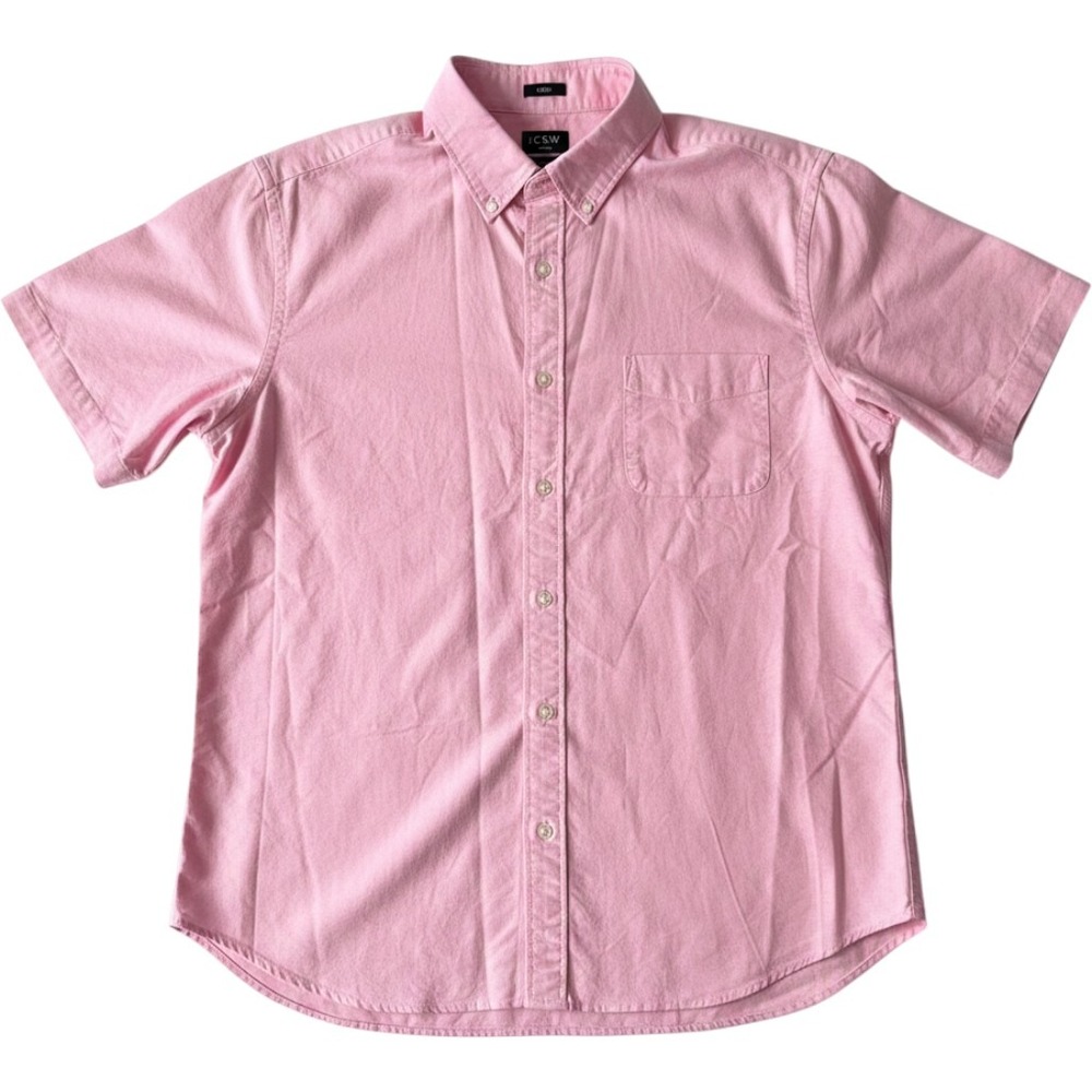 J.Crew FlexNWT Oxford Shirt Mens XL Pink Slim Fit Short Sleeve Button Down BN654